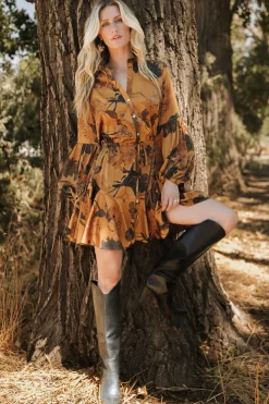 Hot Baltic Born Venice Short Dress | Gold Floral GoldFloral