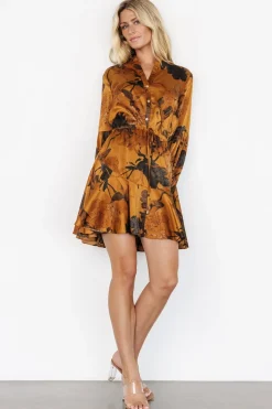Hot Baltic Born Venice Short Dress | Gold Floral GoldFloral