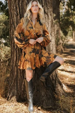Hot Baltic Born Venice Short Dress | Gold Floral GoldFloral