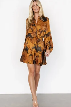 Hot Baltic Born Venice Short Dress | Gold Floral GoldFloral
