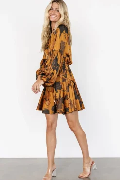 Hot Baltic Born Venice Short Dress | Gold Floral GoldFloral