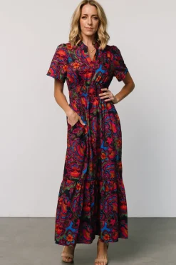 Clearance Baltic Born Vera Maxi Dress | Midnight Fuchsia Print MidnightFuchsiaPrint