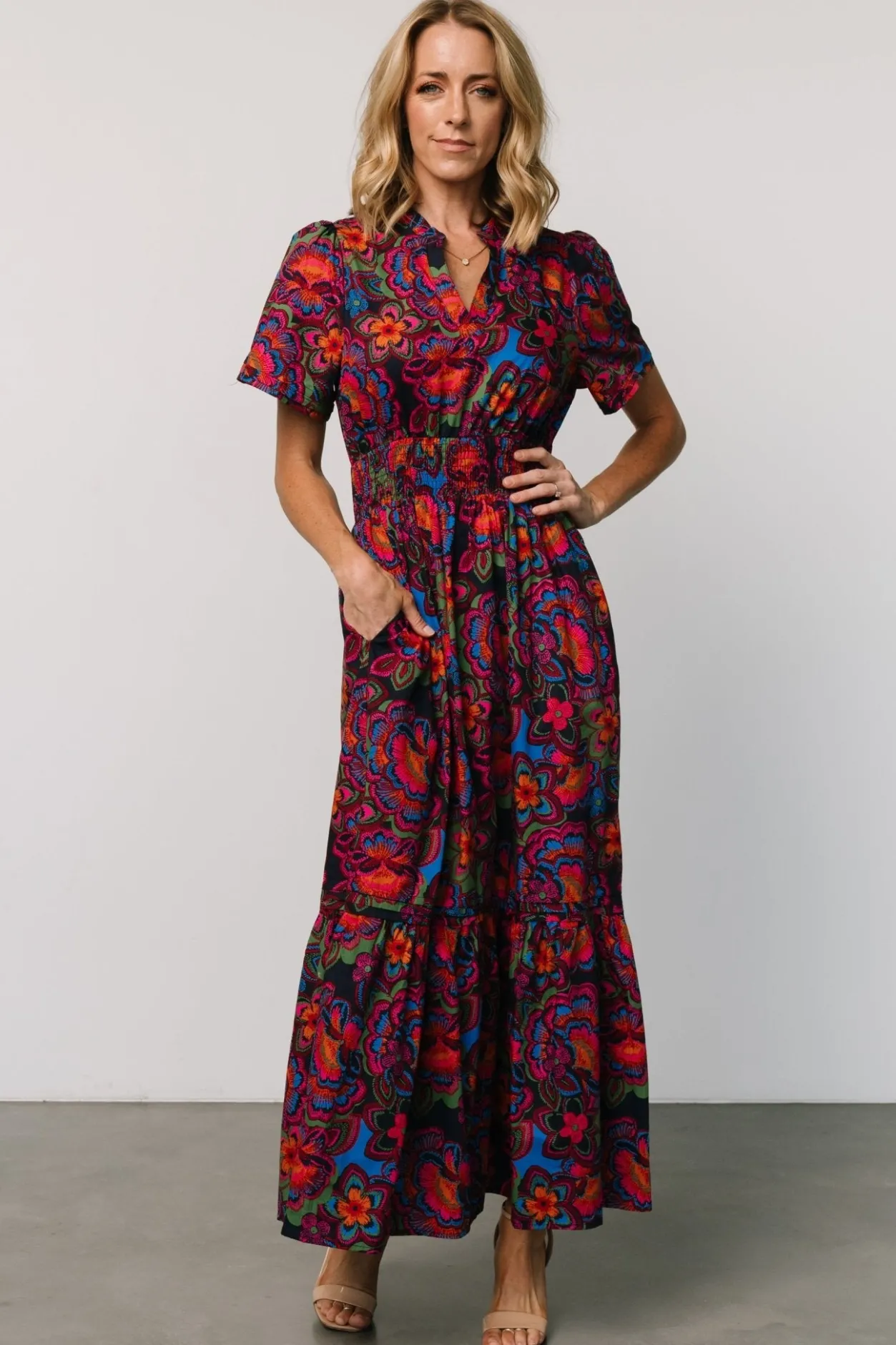Clearance Baltic Born Vera Maxi Dress | Midnight Fuchsia Print MidnightFuchsiaPrint