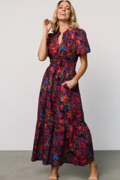 Clearance Baltic Born Vera Maxi Dress | Midnight Fuchsia Print MidnightFuchsiaPrint
