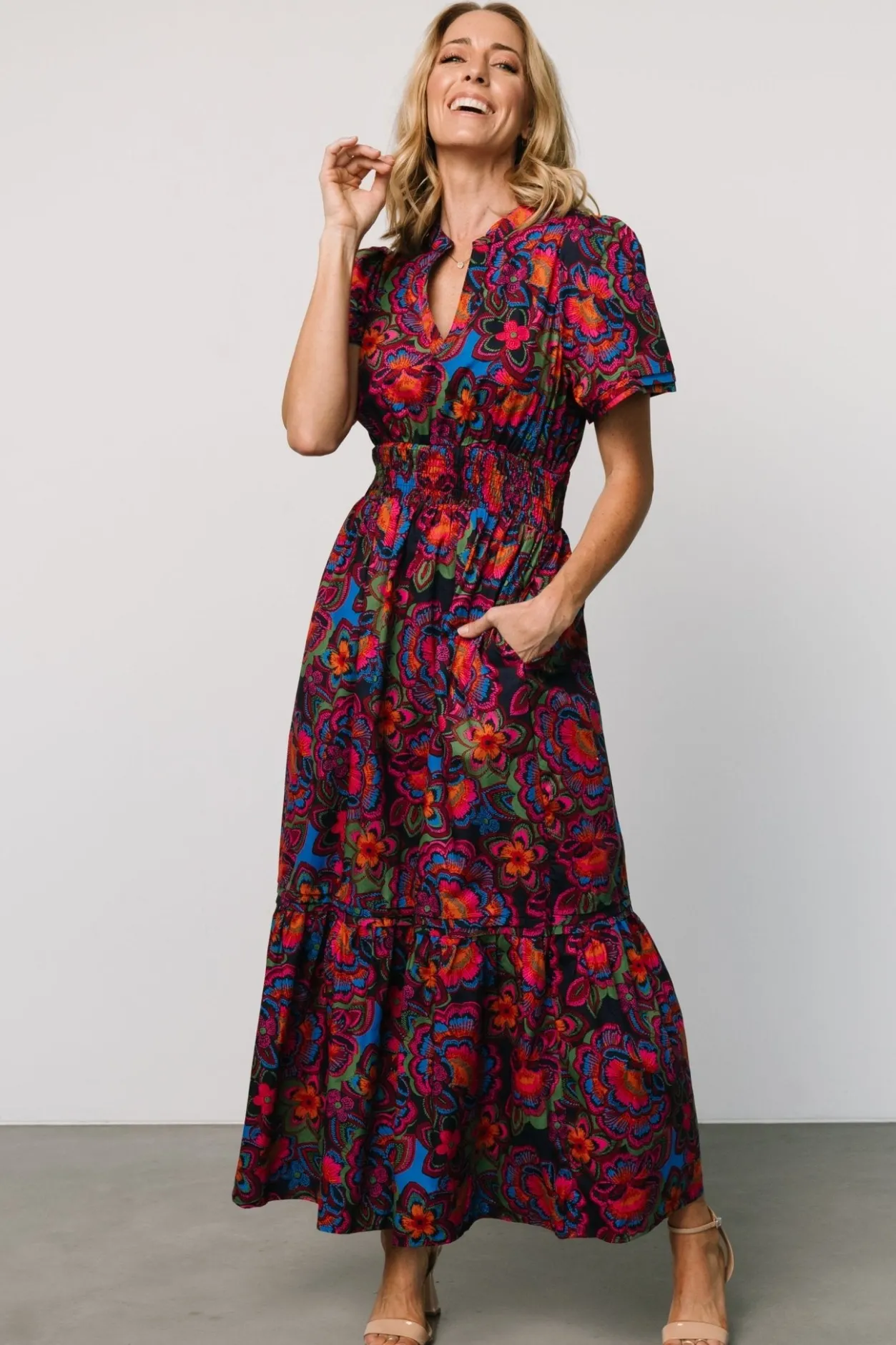 Clearance Baltic Born Vera Maxi Dress | Midnight Fuchsia Print MidnightFuchsiaPrint