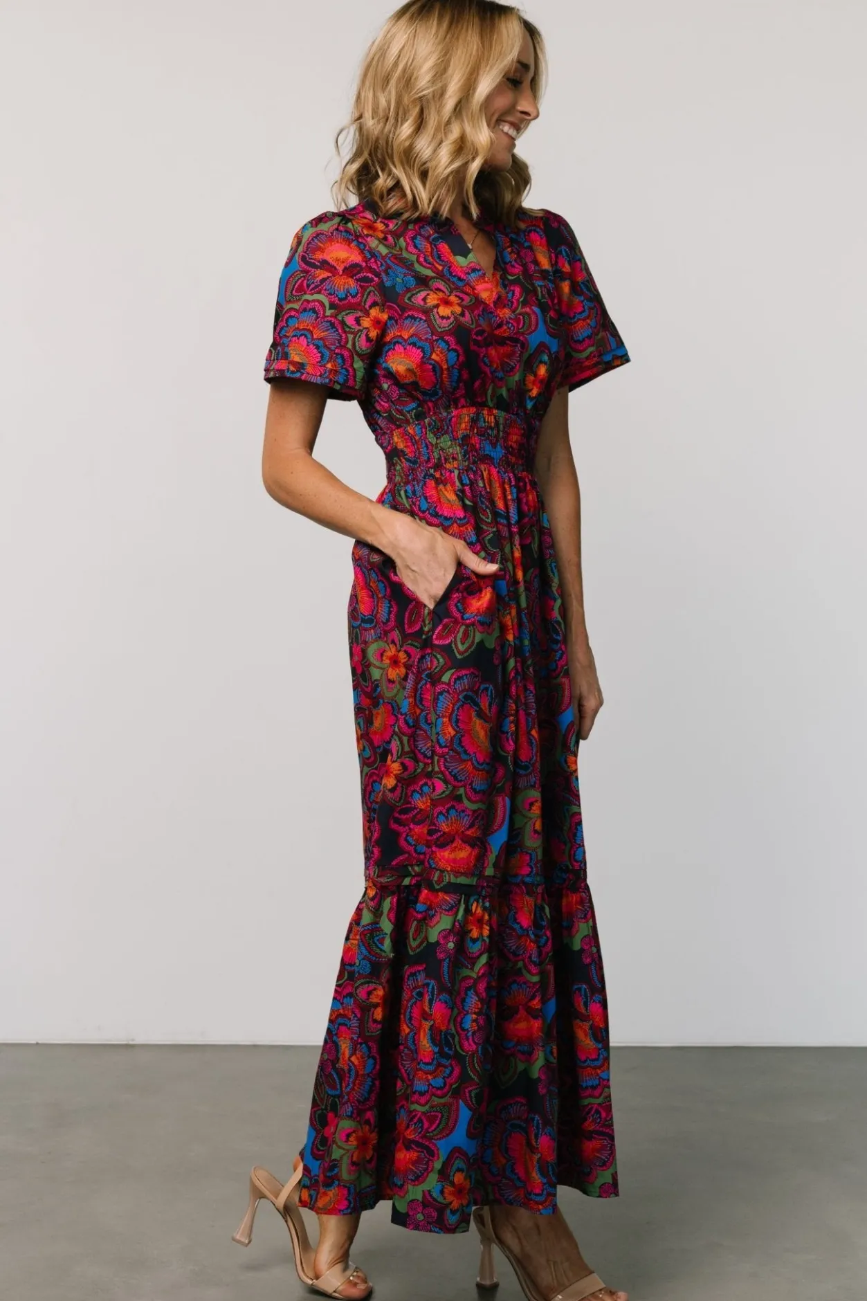Clearance Baltic Born Vera Maxi Dress | Midnight Fuchsia Print MidnightFuchsiaPrint