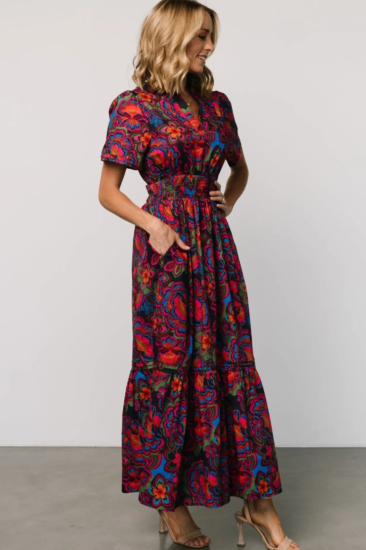 Clearance Baltic Born Vera Maxi Dress | Midnight Fuchsia Print MidnightFuchsiaPrint