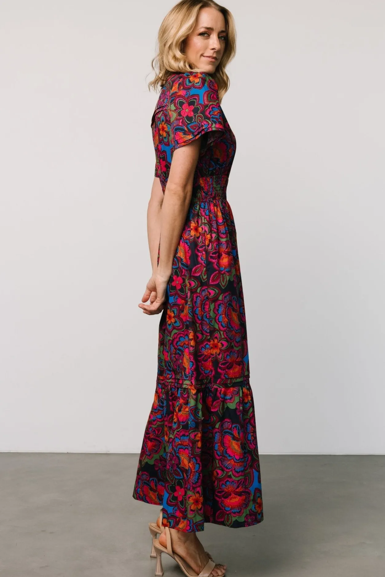 Clearance Baltic Born Vera Maxi Dress | Midnight Fuchsia Print MidnightFuchsiaPrint