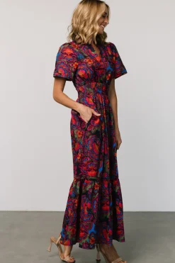 Clearance Baltic Born Vera Maxi Dress | Midnight Fuchsia Print MidnightFuchsiaPrint