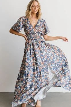 Hot Baltic Born Verona Smocked Maxi Dress | Blue Floral BlueFloral