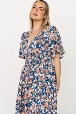 Hot Baltic Born Verona Smocked Maxi Dress | Blue Floral BlueFloral