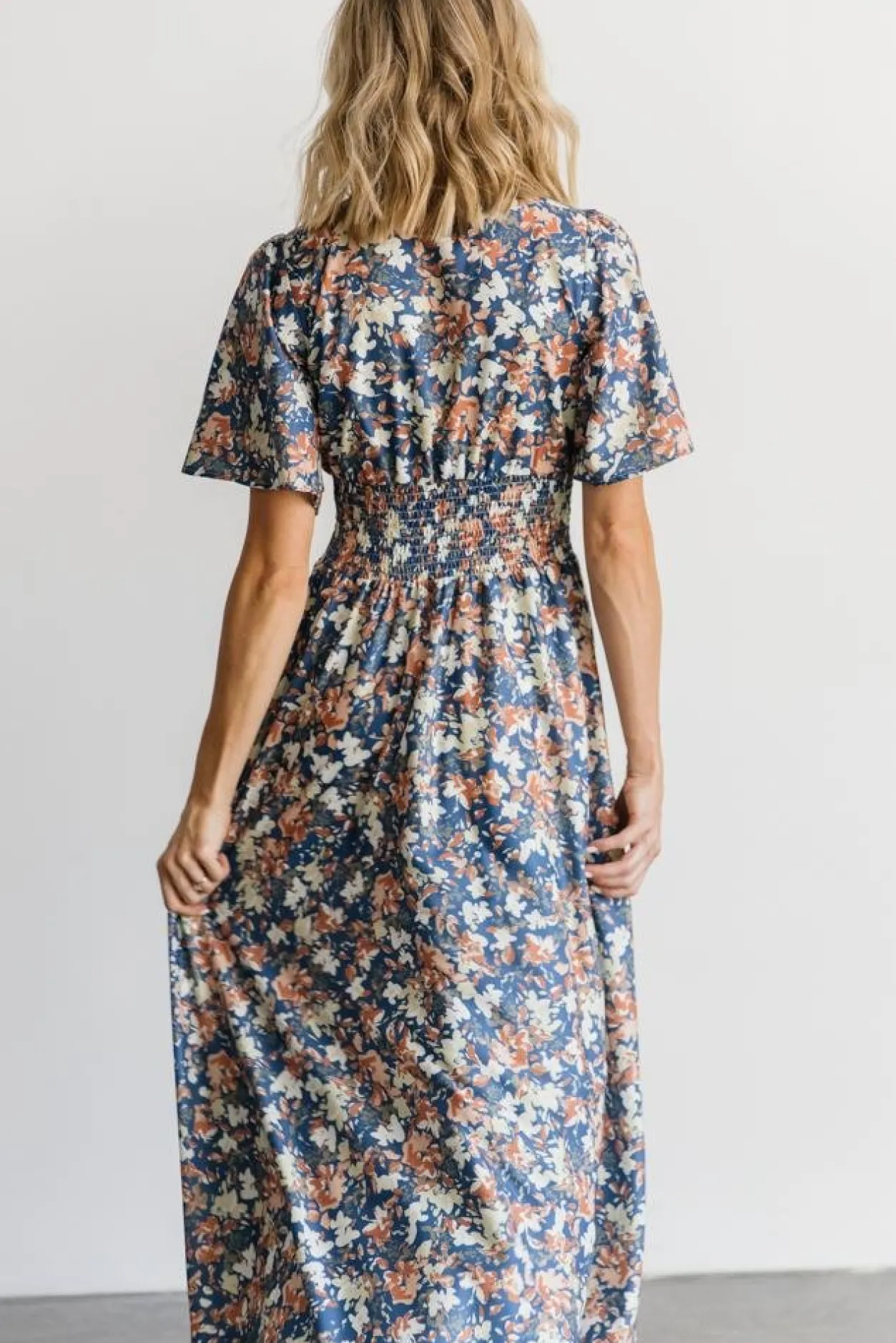 Hot Baltic Born Verona Smocked Maxi Dress | Blue Floral BlueFloral