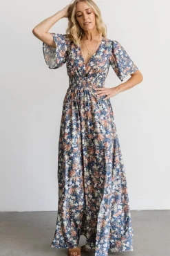 Hot Baltic Born Verona Smocked Maxi Dress | Blue Floral BlueFloral