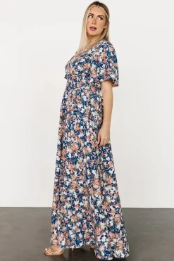 Hot Baltic Born Verona Smocked Maxi Dress | Blue Floral BlueFloral