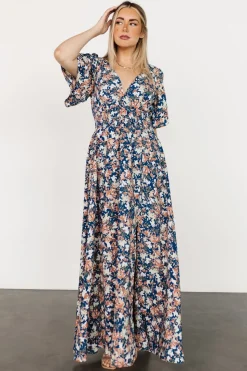 Hot Baltic Born Verona Smocked Maxi Dress | Blue Floral BlueFloral
