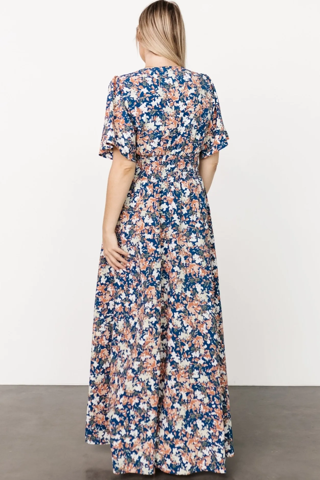 Hot Baltic Born Verona Smocked Maxi Dress | Blue Floral BlueFloral