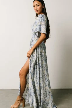 Online Baltic Born Verona Smocked Maxi Dress | White + Blue Print White+BluePrint