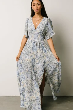 Online Baltic Born Verona Smocked Maxi Dress | White + Blue Print White+BluePrint