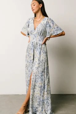 Online Baltic Born Verona Smocked Maxi Dress | White + Blue Print White+BluePrint