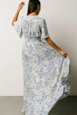 Online Baltic Born Verona Smocked Maxi Dress | White + Blue Print White+BluePrint