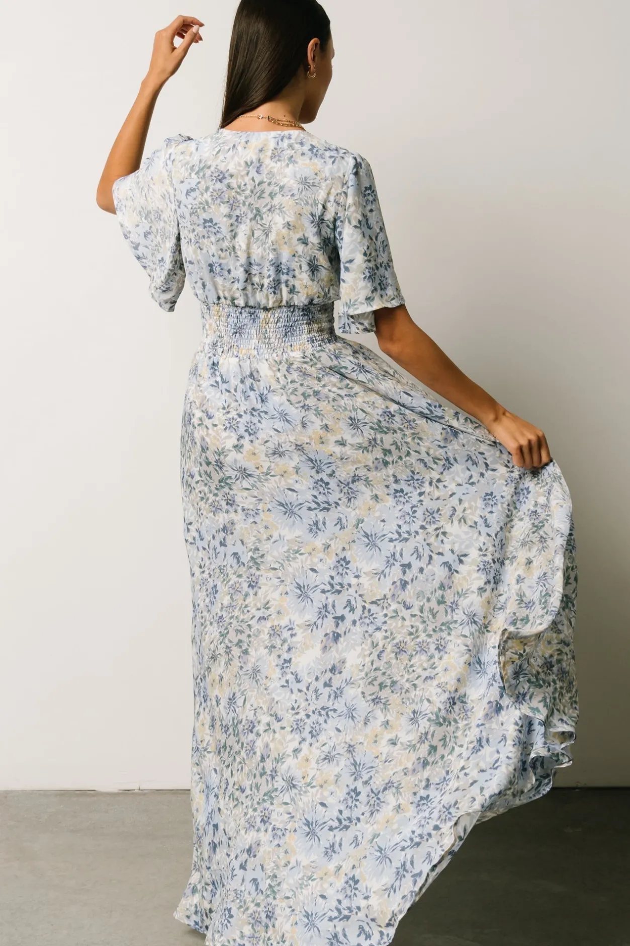 Online Baltic Born Verona Smocked Maxi Dress | White + Blue Print White+BluePrint