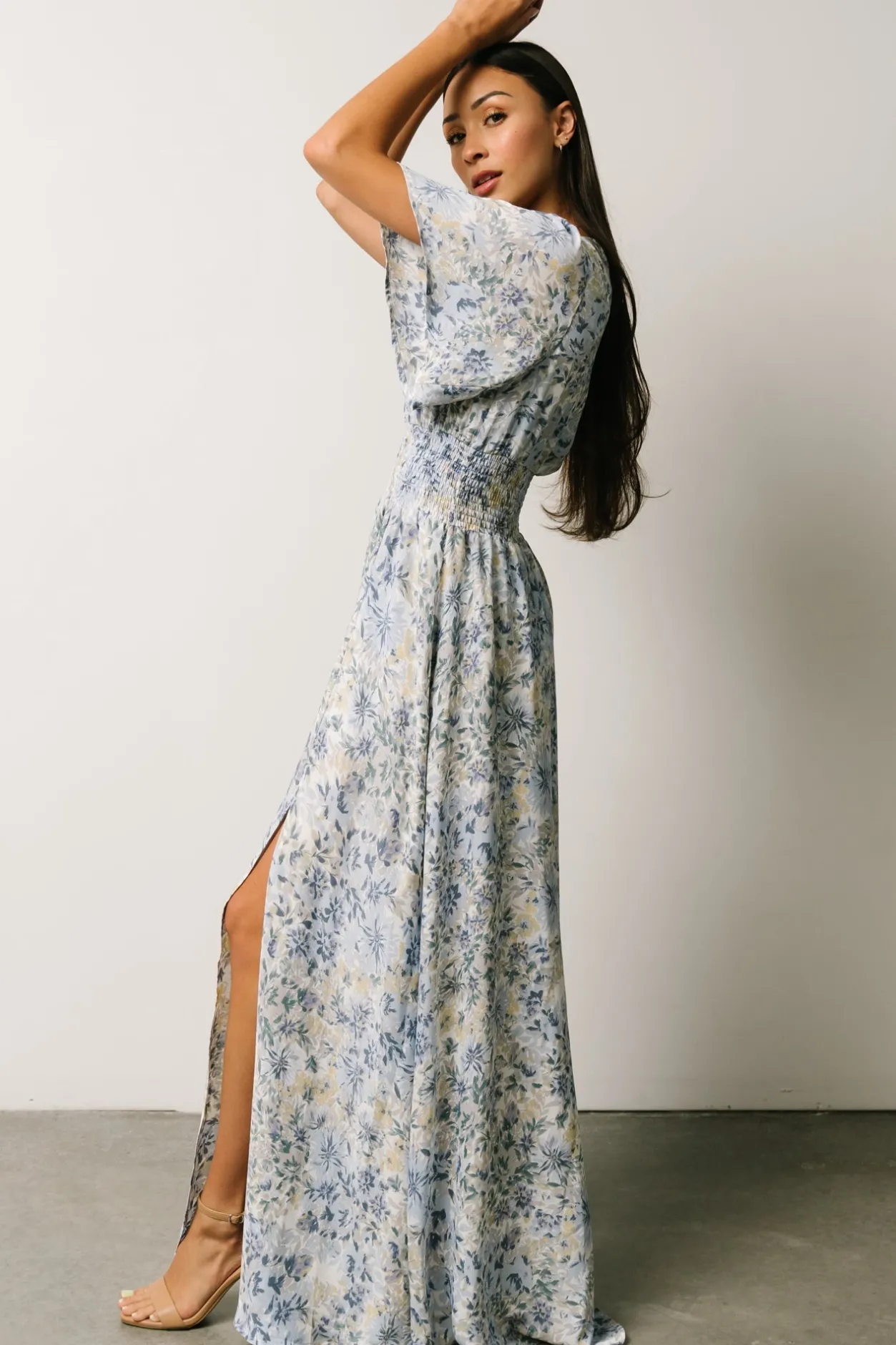 Online Baltic Born Verona Smocked Maxi Dress | White + Blue Print White+BluePrint