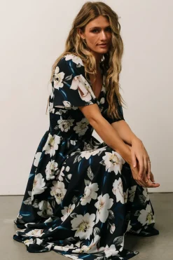 Online Baltic Born Verona Smocked Maxi Dress | Navy + White Floral Navy+WhiteFloral