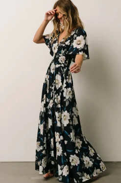Online Baltic Born Verona Smocked Maxi Dress | Navy + White Floral Navy+WhiteFloral