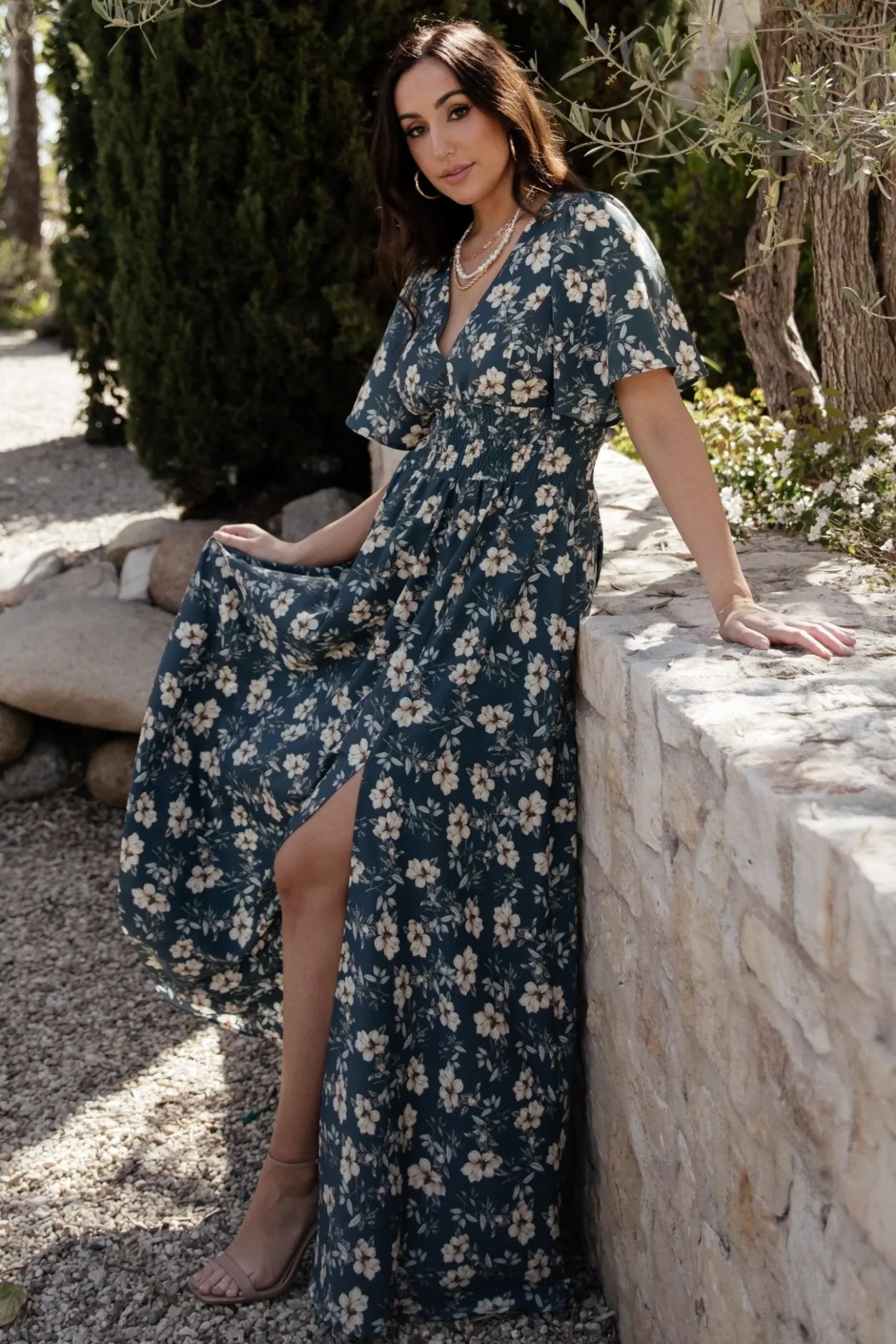 Outlet Baltic Born Verona Smocked Maxi Dress | Slate Floral SlateFloral