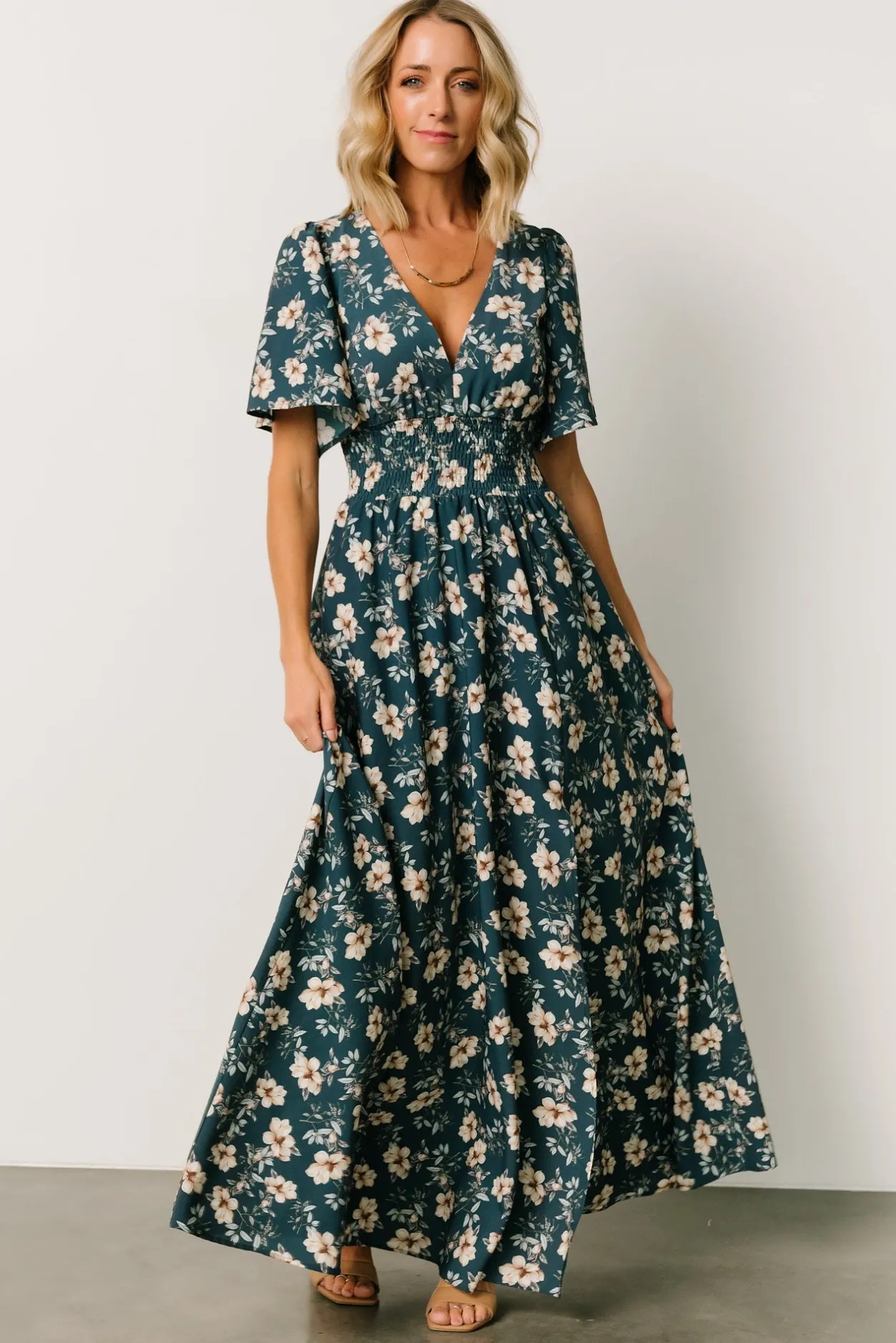 Outlet Baltic Born Verona Smocked Maxi Dress | Slate Floral SlateFloral