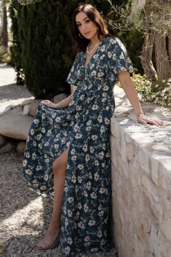 Outlet Baltic Born Verona Smocked Maxi Dress | Slate Floral SlateFloral