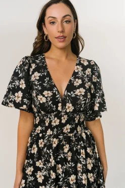 Fashion Baltic Born Verona Smocked Maxi Dress | Black Floral BlackFloral