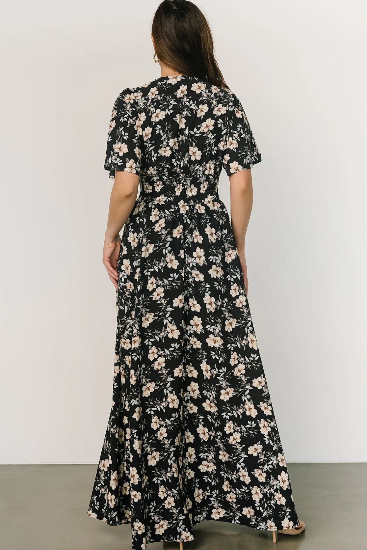 Fashion Baltic Born Verona Smocked Maxi Dress | Black Floral BlackFloral