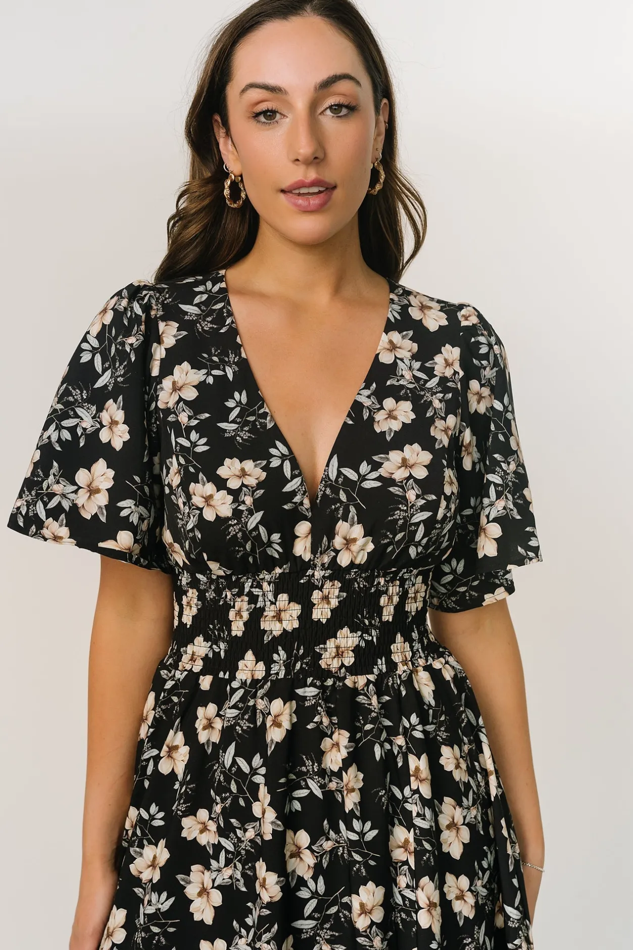 Fashion Baltic Born Verona Smocked Maxi Dress | Black Floral BlackFloral