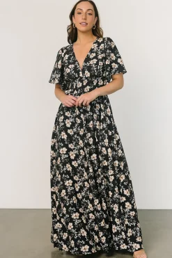 Fashion Baltic Born Verona Smocked Maxi Dress | Black Floral BlackFloral