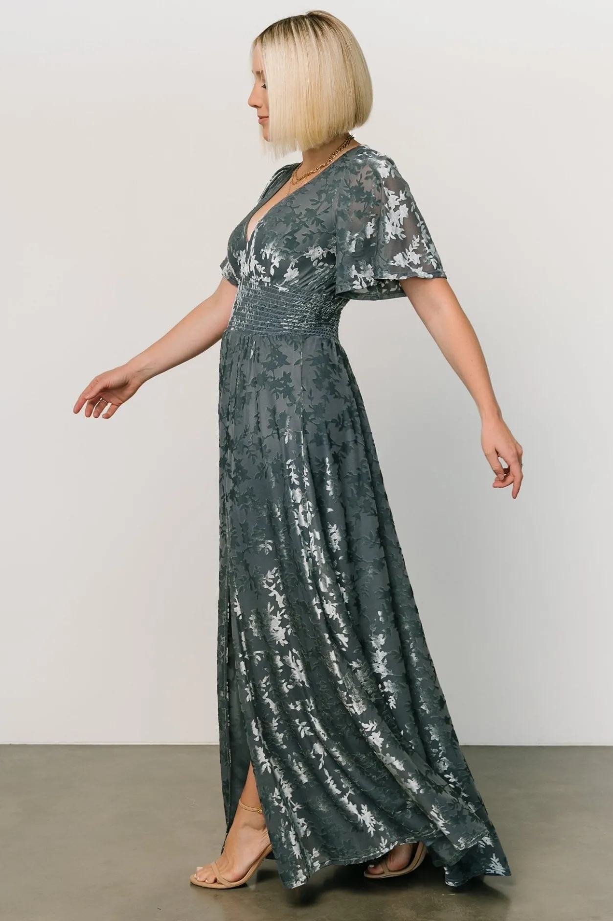 Sale Baltic Born Veronica Velvet Maxi Dress | Slate Blue SlateBlue