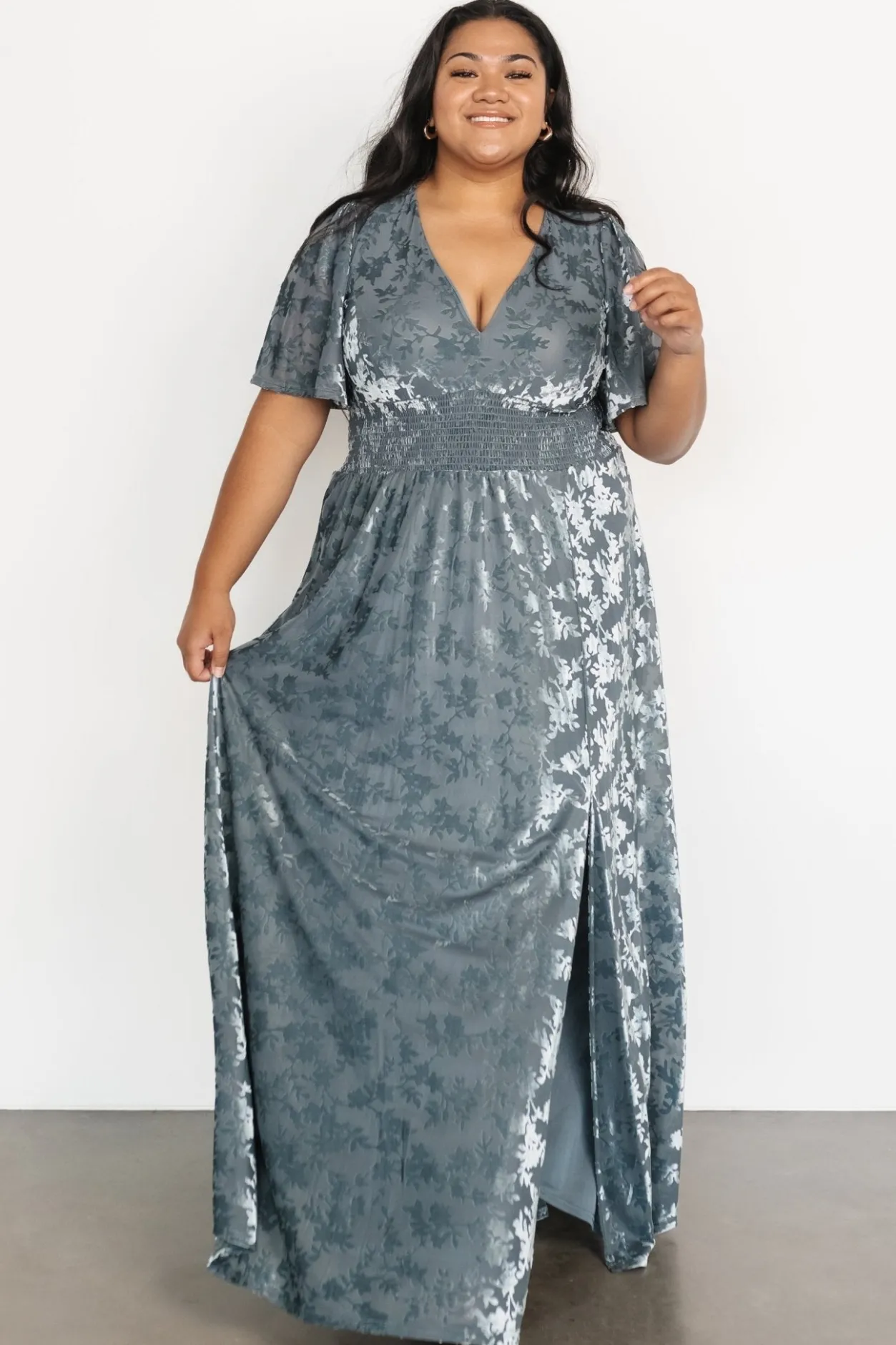 Sale Baltic Born Veronica Velvet Maxi Dress | Slate Blue SlateBlue