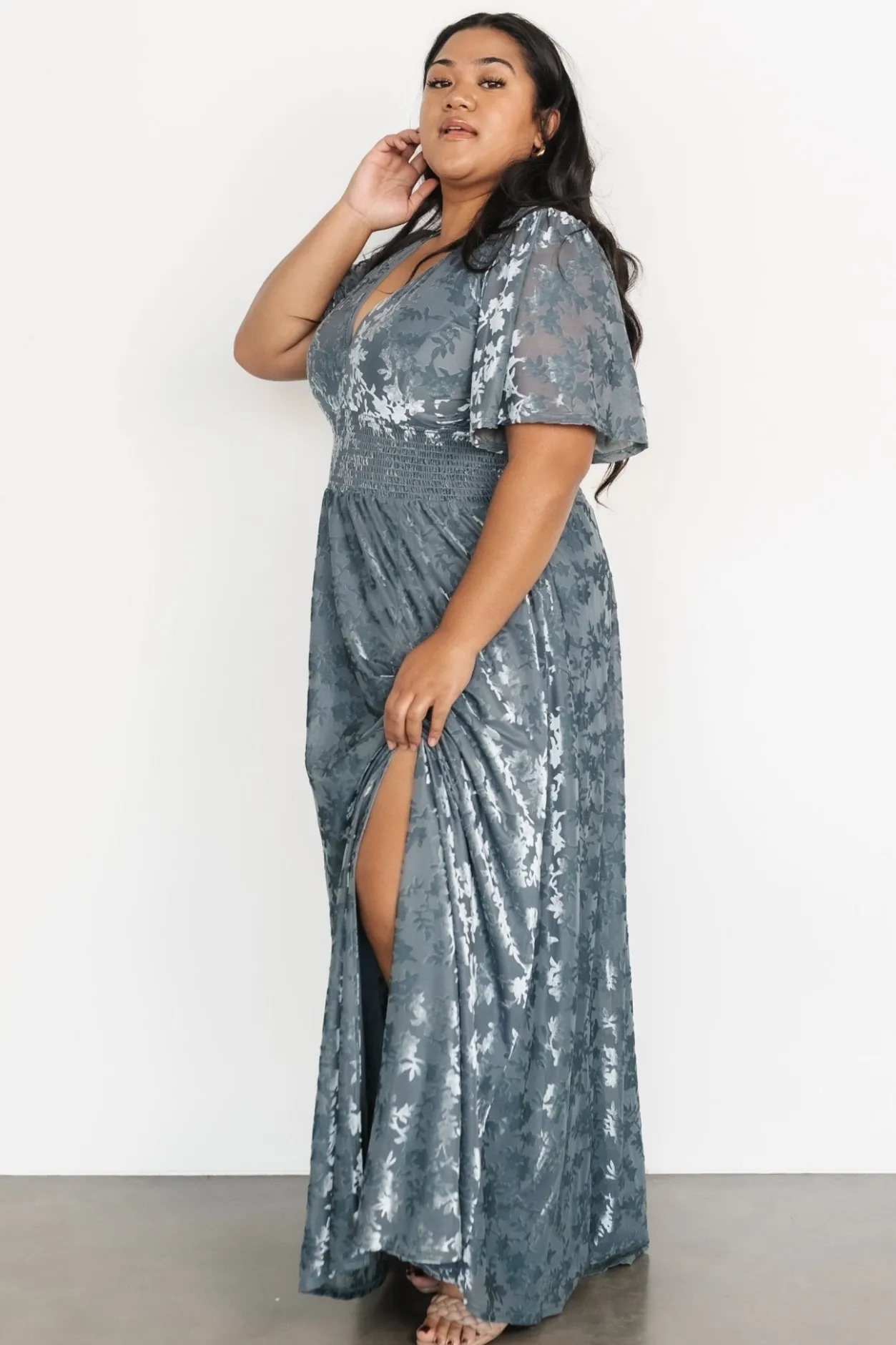 Sale Baltic Born Veronica Velvet Maxi Dress | Slate Blue SlateBlue