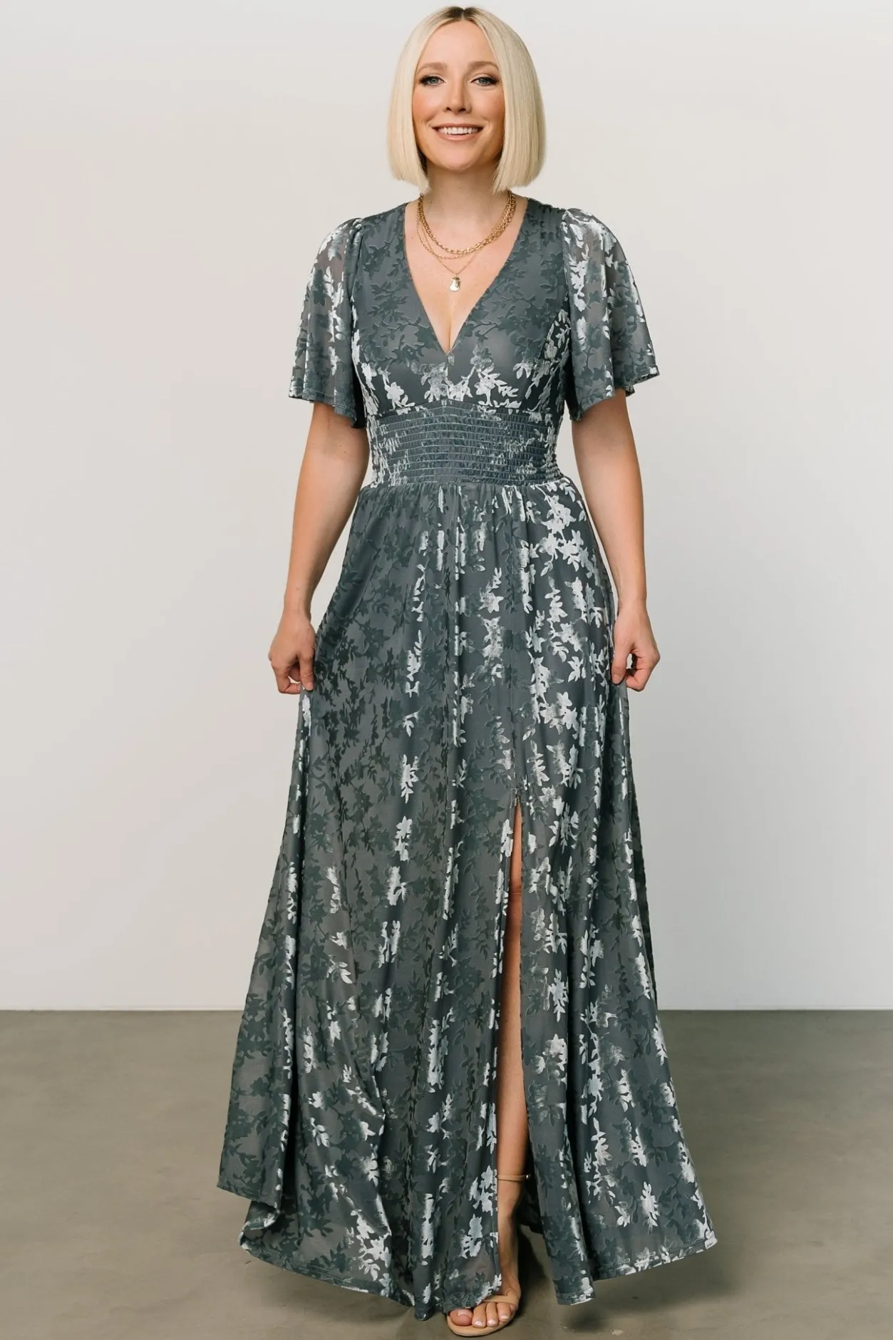 Sale Baltic Born Veronica Velvet Maxi Dress | Slate Blue SlateBlue