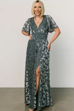 Sale Baltic Born Veronica Velvet Maxi Dress | Slate Blue SlateBlue