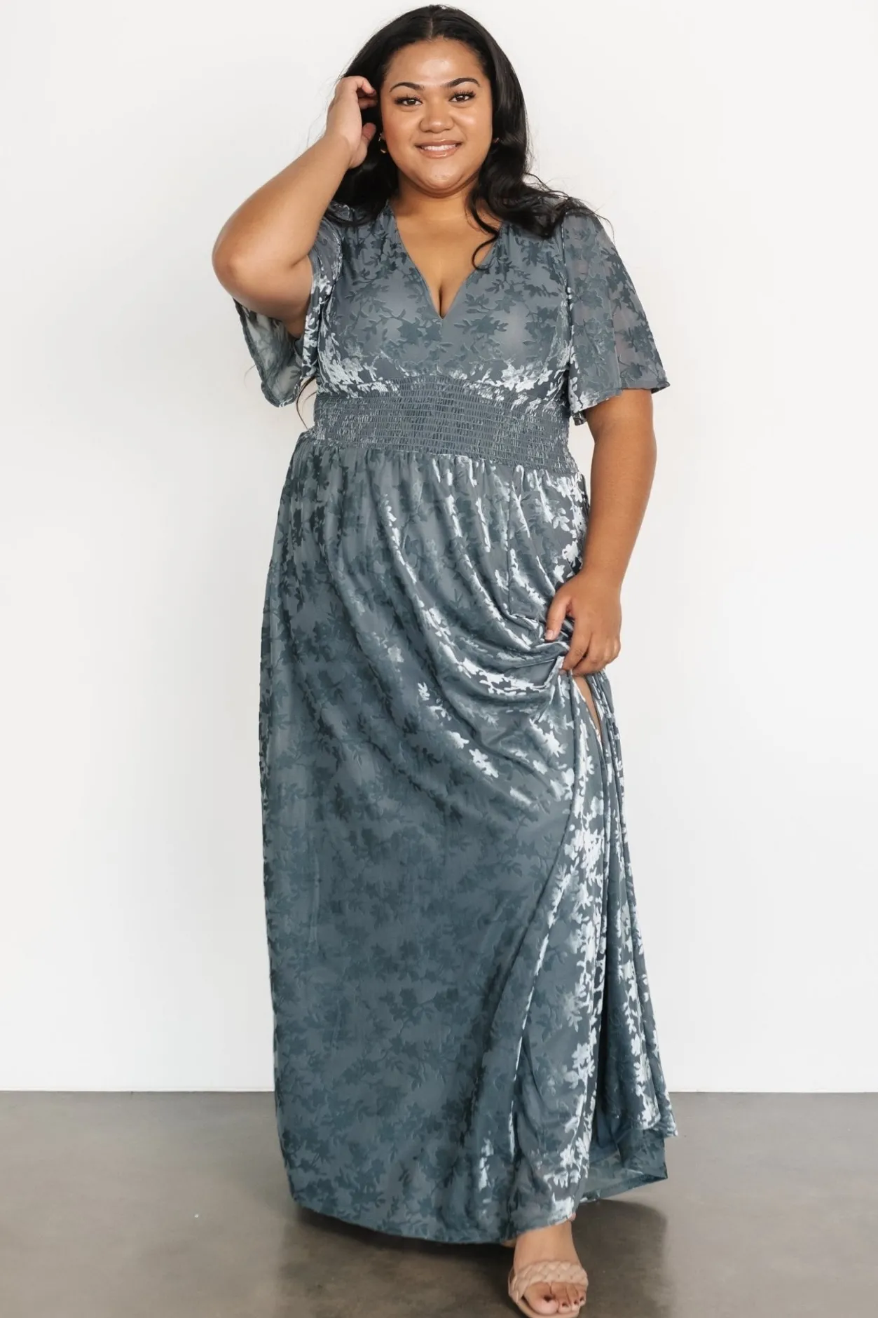 Sale Baltic Born Veronica Velvet Maxi Dress | Slate Blue SlateBlue