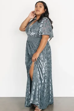 Sale Baltic Born Veronica Velvet Maxi Dress | Slate Blue SlateBlue
