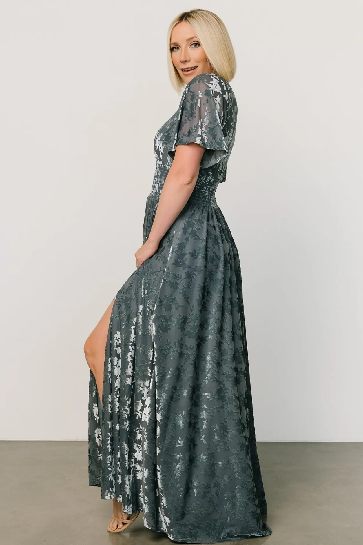 Sale Baltic Born Veronica Velvet Maxi Dress | Slate Blue SlateBlue