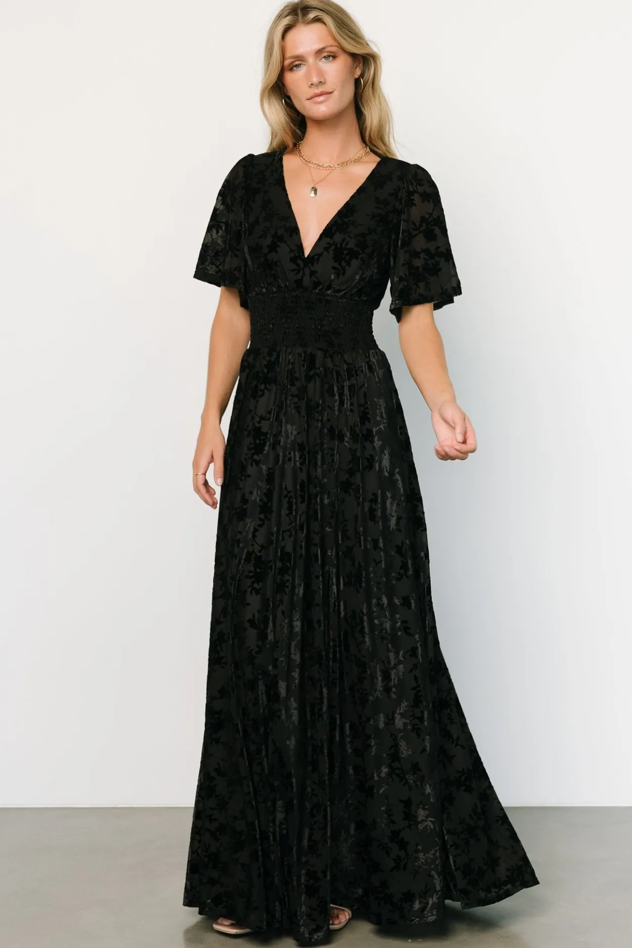 Clearance Baltic Born Veronica Velvet Maxi Dress | Black