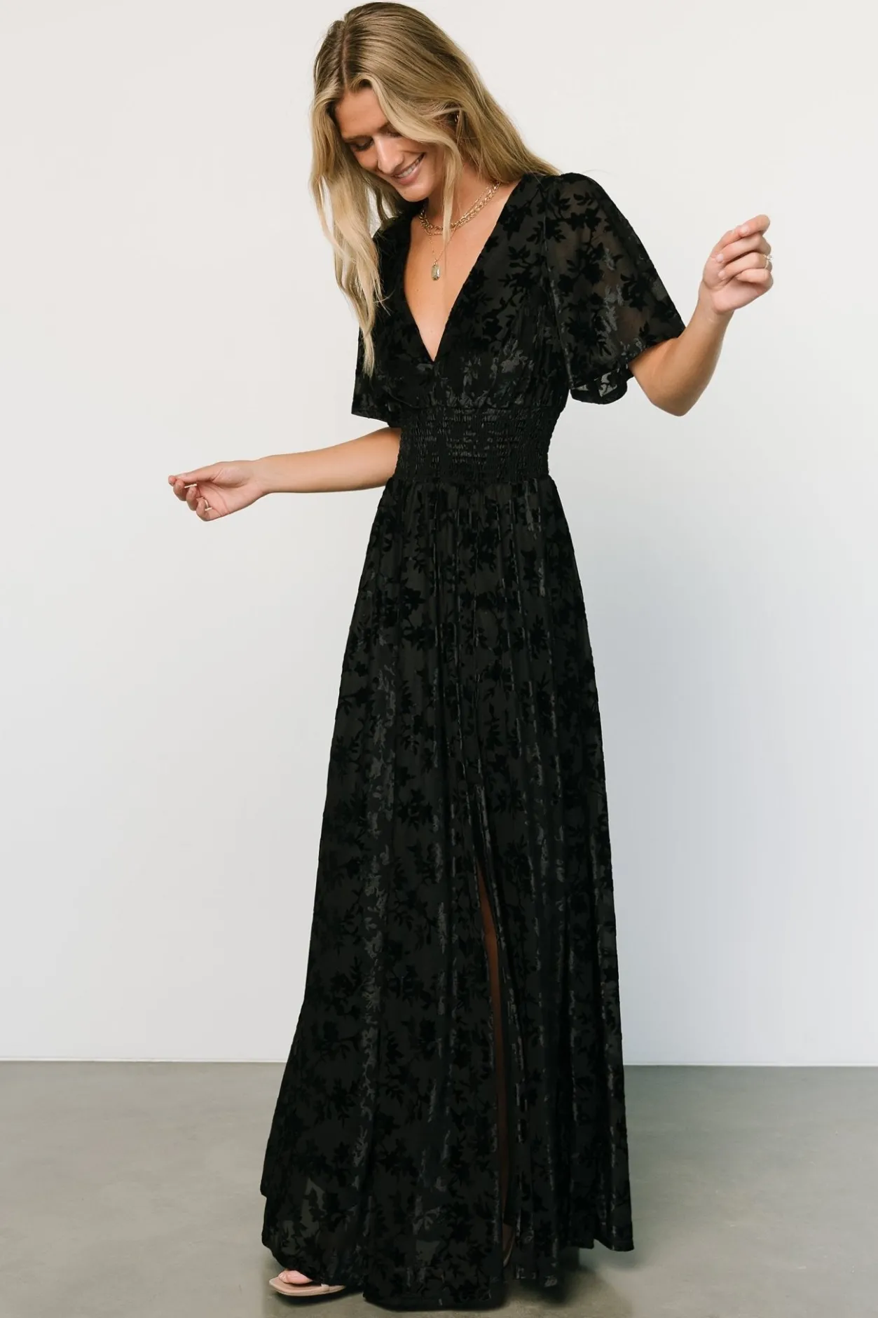 Clearance Baltic Born Veronica Velvet Maxi Dress | Black