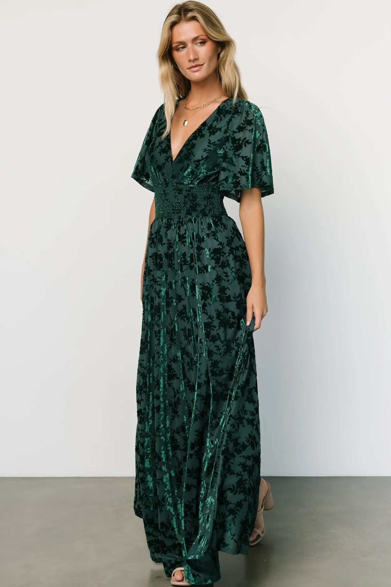 Outlet Baltic Born Veronica Velvet Maxi Dress | Green