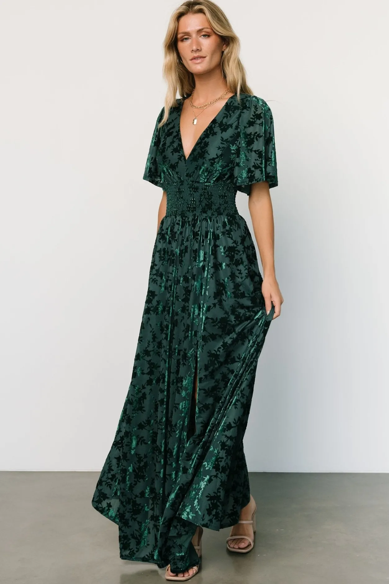 Outlet Baltic Born Veronica Velvet Maxi Dress | Green