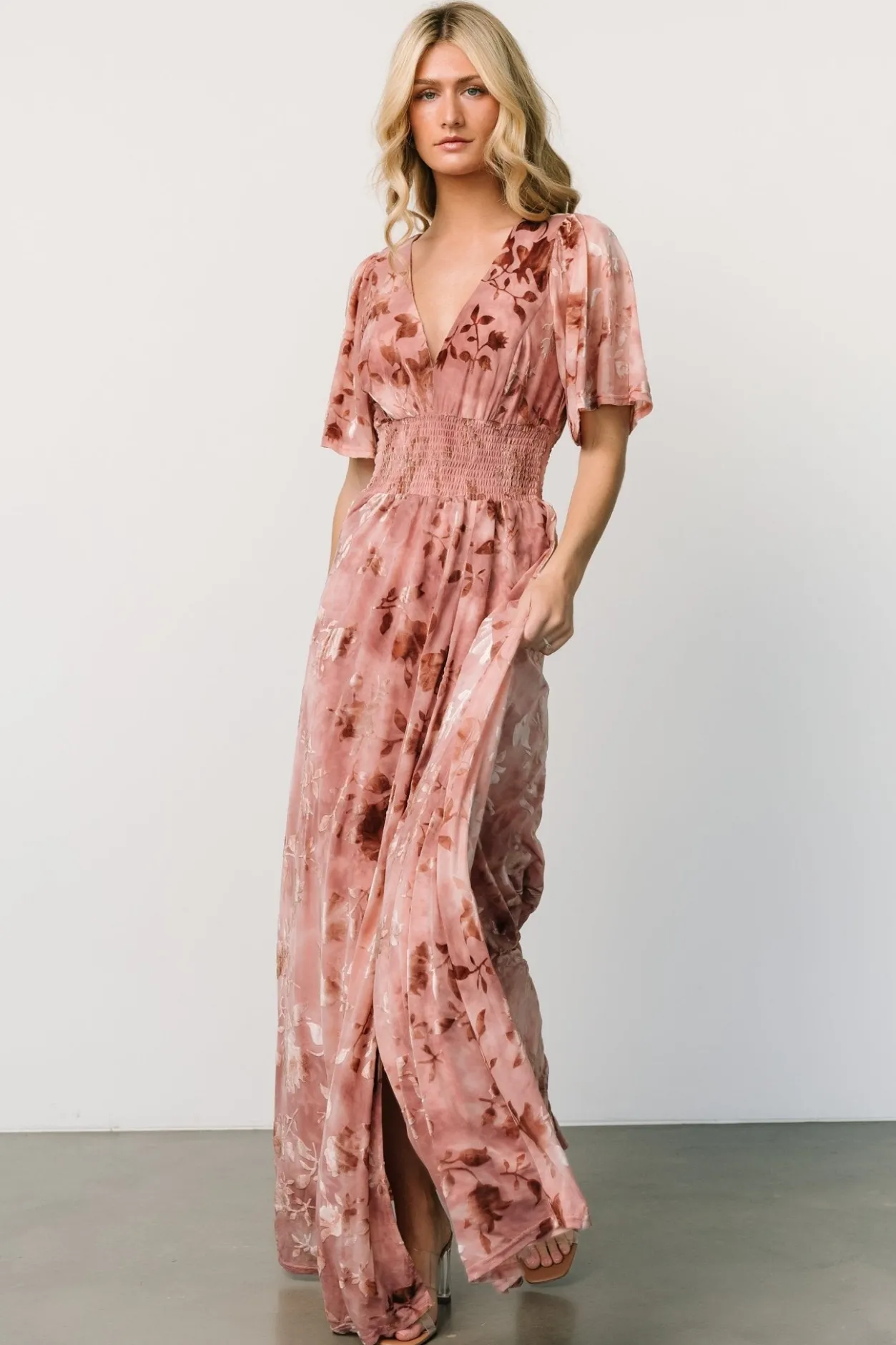 Best Baltic Born Veronica Velvet Maxi Dress | Blush