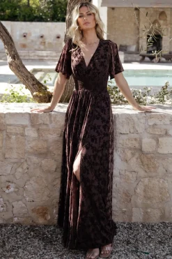 Sale Baltic Born Veronica Velvet Maxi Dress | Espresso