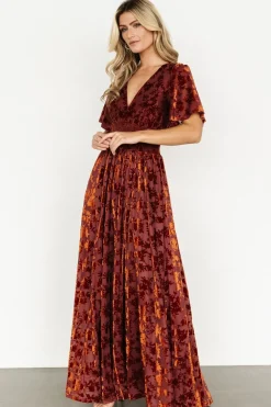 Hot Baltic Born Veronica Velvet Maxi Dress | Rust